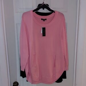Tint & Shadow Long Sweater Peach/Coral Long Sleeves Front Pockets, Feels Dreamy!